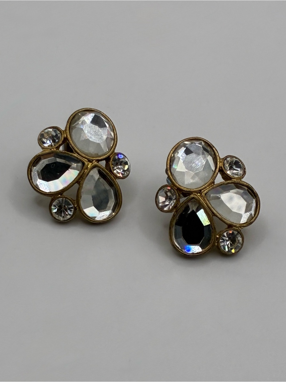 Lia Sophia Gold-Tone Clear Faceted Crystal Cluster Stud Earrings